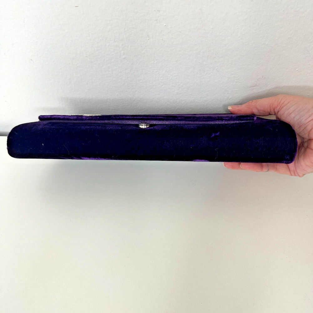 Savannah Purple Velour Clutch Rhinestone Embellished Hidden Rope Strap Clutch - Picture 4 of 12